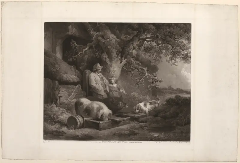Peasant and Pigs Wall Art by John Raphael Smith - High-Resolution Digital Print
