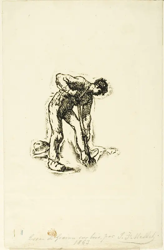Peasant Digging Wall Art by Jean François Millet - High-Resolution Digital Print