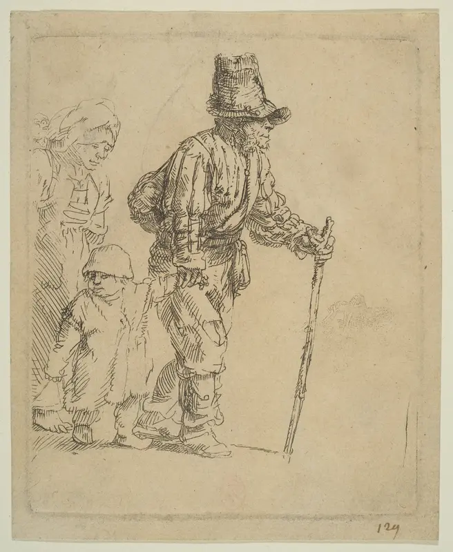 Peasant Family on the Tramp Wall Art by Rembrandt (Rembrandt van Rijn) - High-Resolution Digital Print