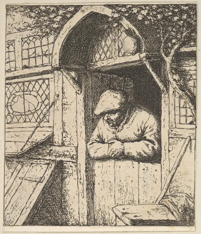 Peasant Leaning on Door Wall Art by Adriaen van Ostade - High-Resolution Digital Print