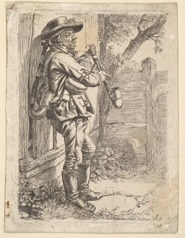 Peasant with a Rake Wall Art by Johann Christoph Erhard - High-Resolution Digital Print
