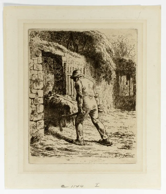 Peasant with a Wheelbarrow Wall Art by Jean François Millet - High-Resolution Digital Print