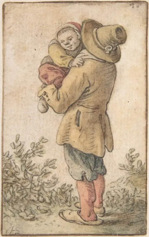 Peasant with Child Wall Art by Herman Saftleven II - High-Resolution Digital Print