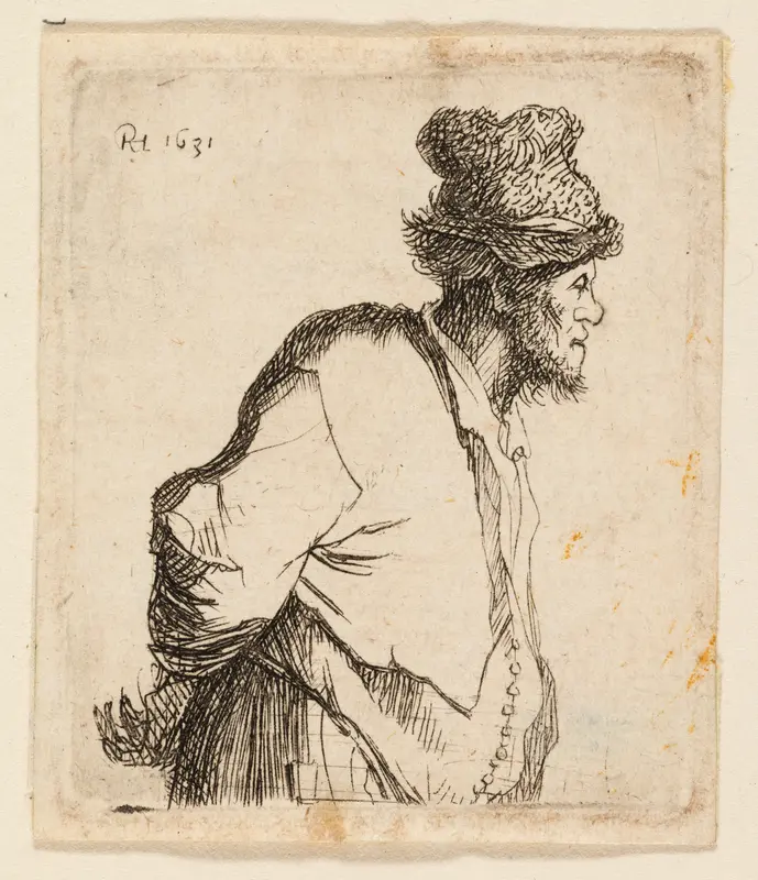 Peasant with His Hands Behind His Back Wall Art by Rembrandt van Rijn - High-Resolution Digital Print