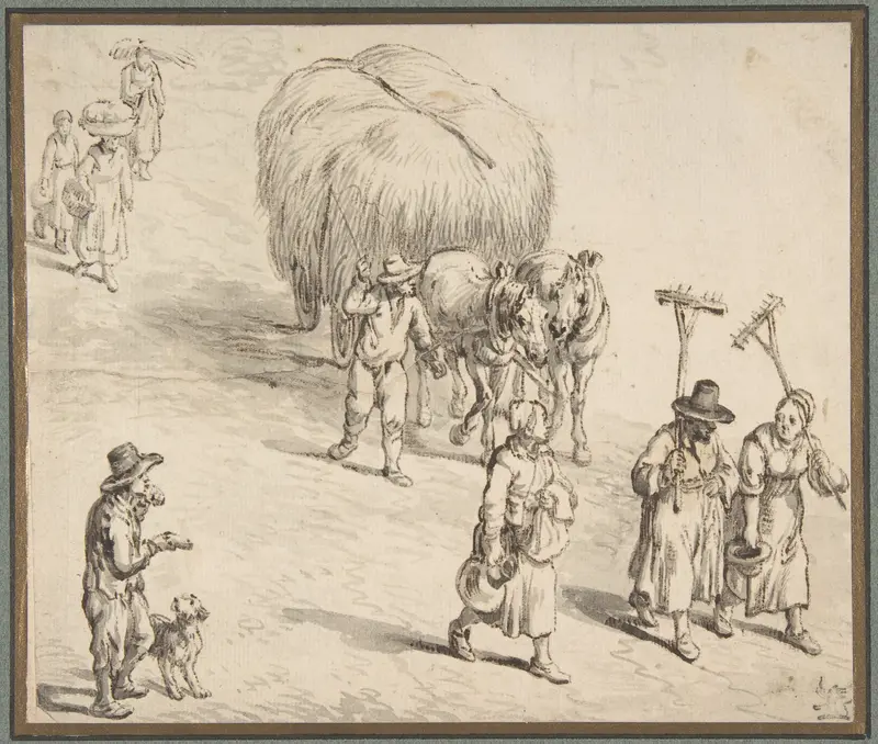 Peasants and Hay Wagon on a Country Road Wall Art by Jan Brueghel the Elder - High-Resolution Digital Print