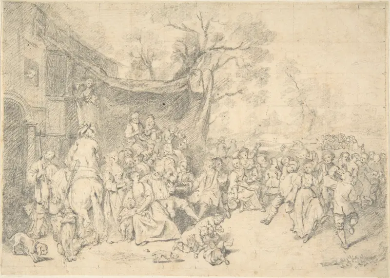 Peasants' Dance Outdoors Wall Art by Karl Friedrich Wilhelm Richard - High-Resolution Digital Print
