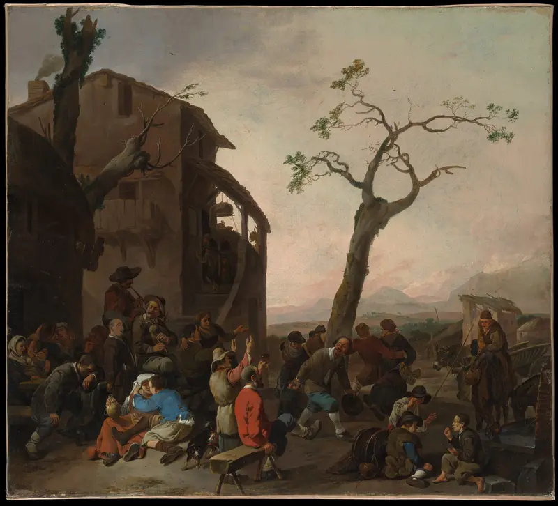 Peasants Dancing Wall Art by Johannes Lingelbach - High-Resolution Digital Print