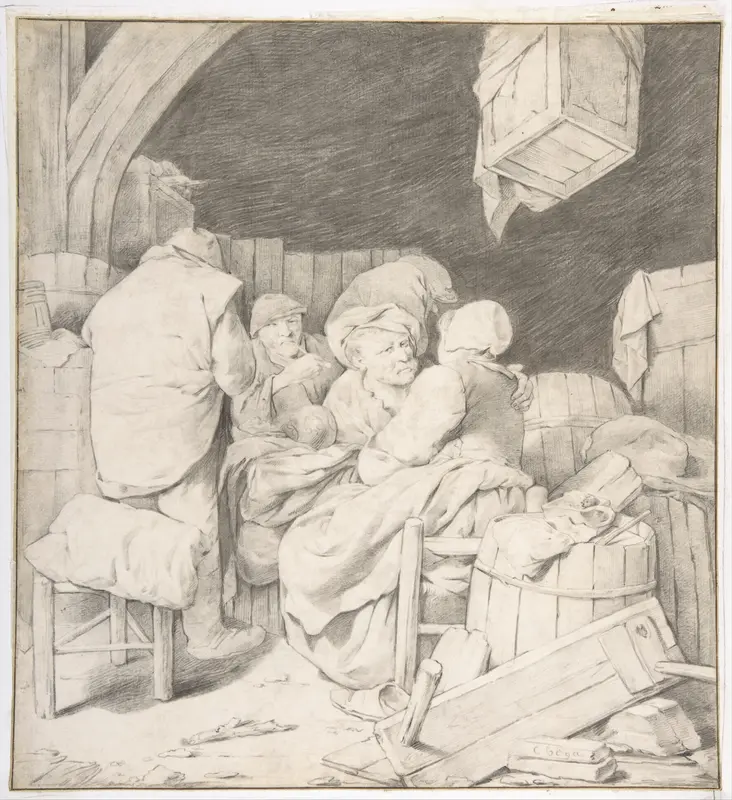 Peasants Gathered at an Inn Wall Art by Cornelis Bega - High-Resolution Digital Print