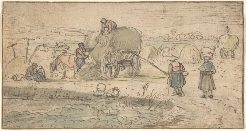 Peasants Loading Hay Wall Art by Hendrick Avercamp - High-Resolution Digital Print