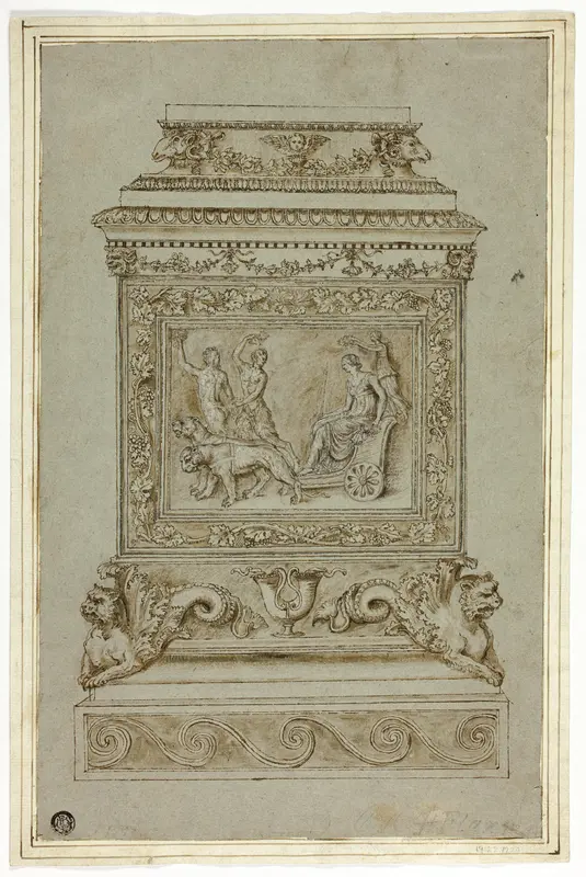 Pedestal with Relief of the Triumph of Ariadne Wall Art by Giuseppe Maria Mazzuoli, the Younger - High-Resolution Digital Print