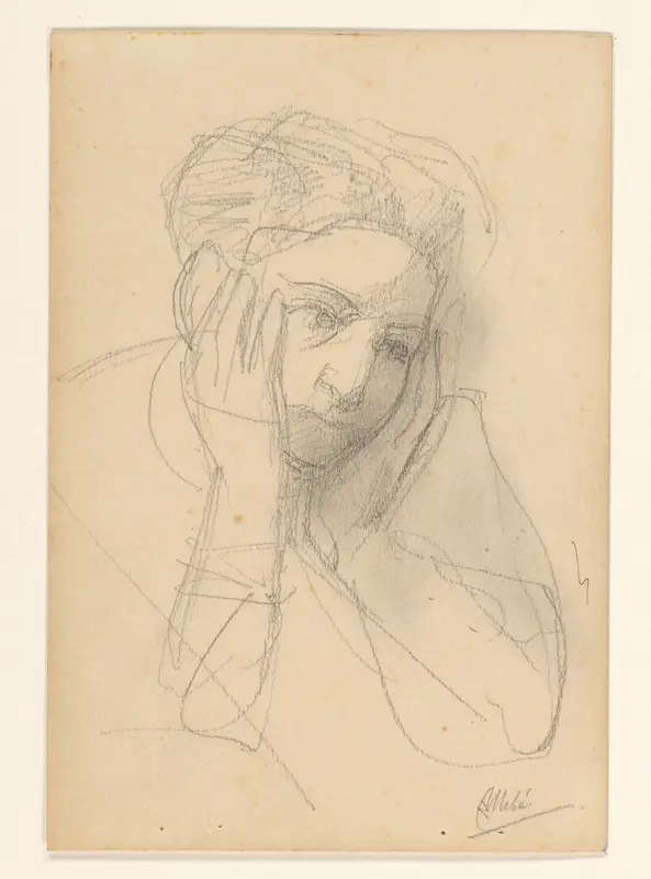 Peinzende vrouw Wall Art by August Allebé - High-Resolution Digital Print