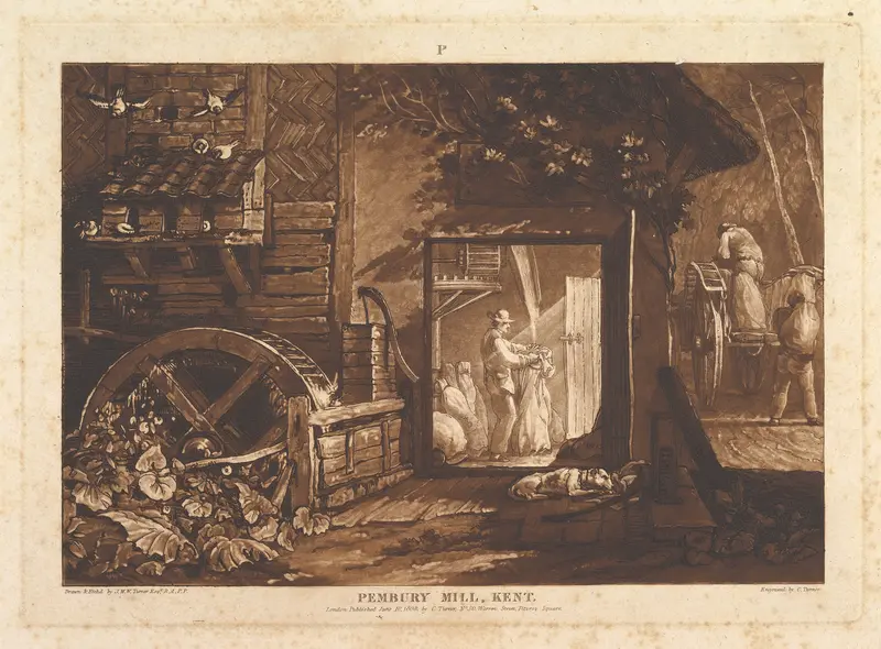 Pembury Mill, Kent (Liber Studiorum, part III, plate 12) Wall Art by Joseph Mallord William Turner - High-Resolution Digital Print