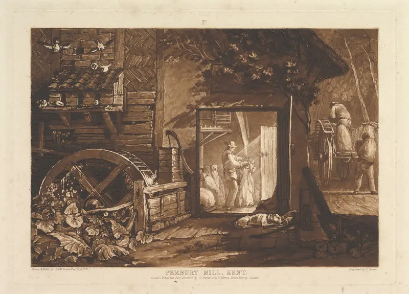 Pembury Mill, Kent, part III, plate 12 from "Liber Studiorum" Wall Art by Joseph Mallord William Turner - High-Resolution Digital Print