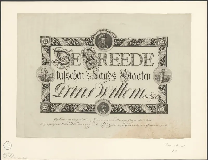 Pennekunst op de vrede tussen Willem V, prins van Oranje-Nassau Wall Art by anonymous - High-Resolution Digital Print