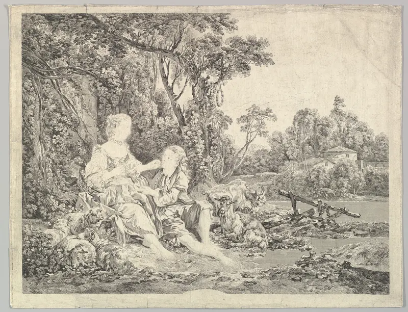 Pensant-ils au Raisin? (Are They Thinking About the Grape?) Wall Art by Jacques Philippe Le Bas - High-Resolution Digital Print