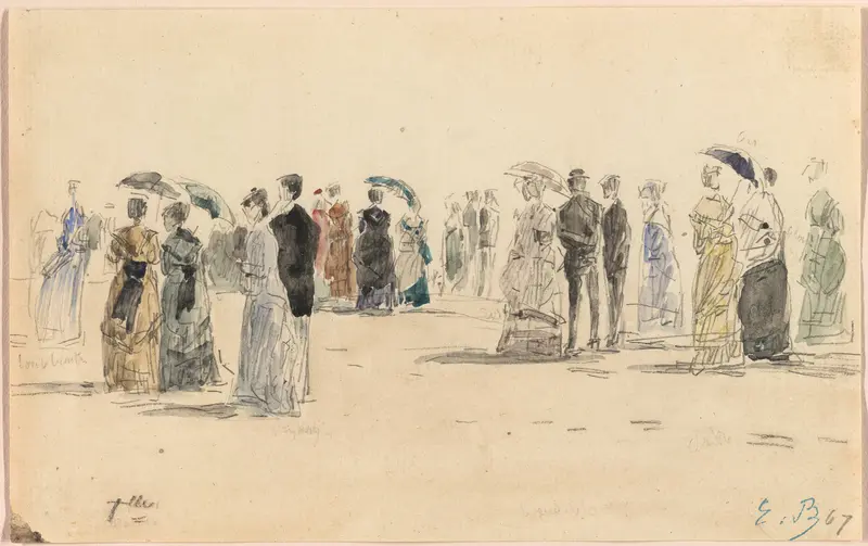 People on the Beach at Trouville Wall Art by Eugène Louis Boudin - High-Resolution Digital Print