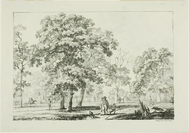 People Walking in a Wood Wall Art by Louis Pierre Baltard - High-Resolution Digital Print