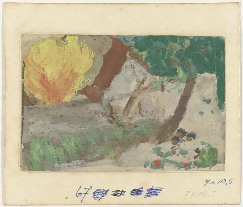People's houses being burned after the General Attack Wall Art by Mohammad Toha Adimidjojo - High-Resolution Digital Print