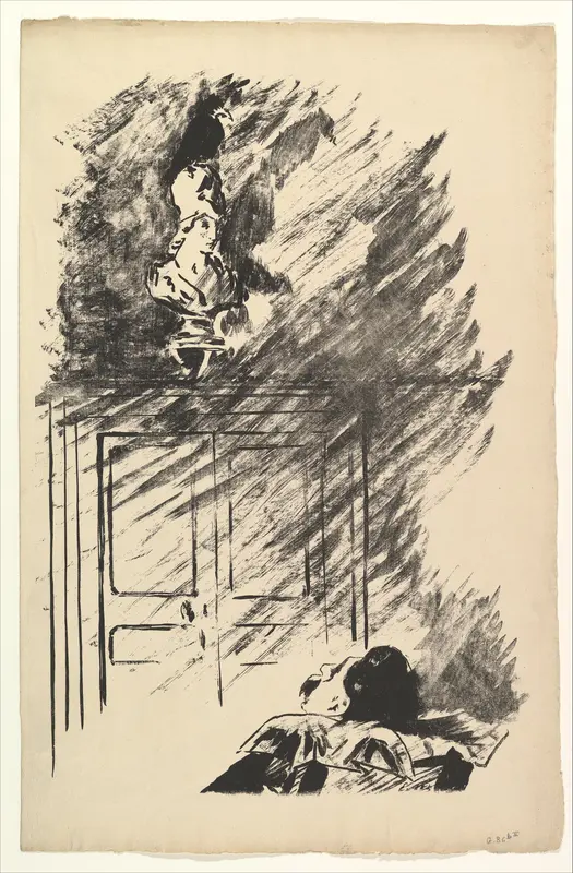 Perched upon a Bust of Pallas, from "The Raven" by Edgar Allan Poe Wall Art by Edouard Manet - High-Resolution Digital Print