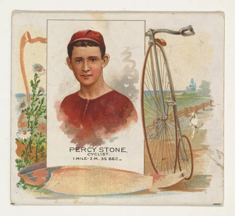 Percy Stone, Cyclist, from World's Champions, Second Series (N43) for Allen & Ginter Cigarettes Wall Art by Allen & Ginter - High-Resolution Digital Print