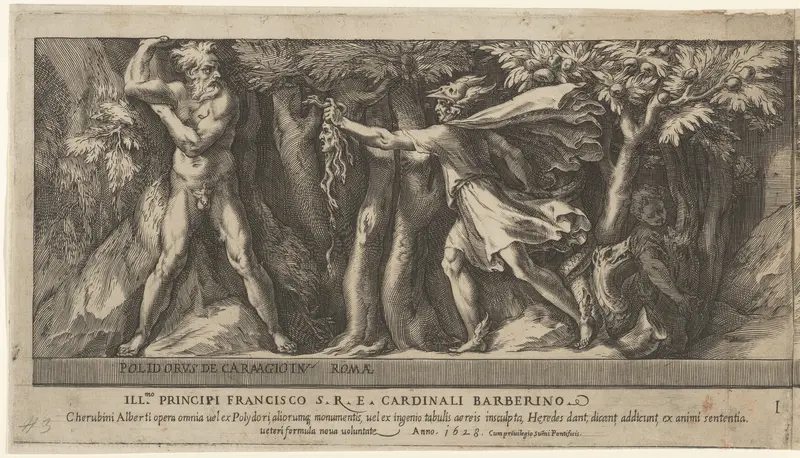 Perseus changing Atlas into a mountan with the head of Medusa, from Perseus and the Golden Apples Wall Art by Cherubino Alberti (Zaccaria Mattia) - High-Resolution Digital Print
