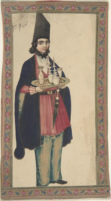 Persian Woman or Man Holding a Tray Wall Art by Anonymous, Persian, 19th century - High-Resolution Digital Print