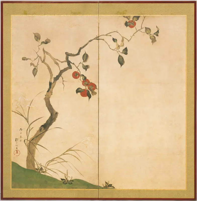 Persimmon Tree Wall Art by Sakai Hōitsu - High-Resolution Digital Print