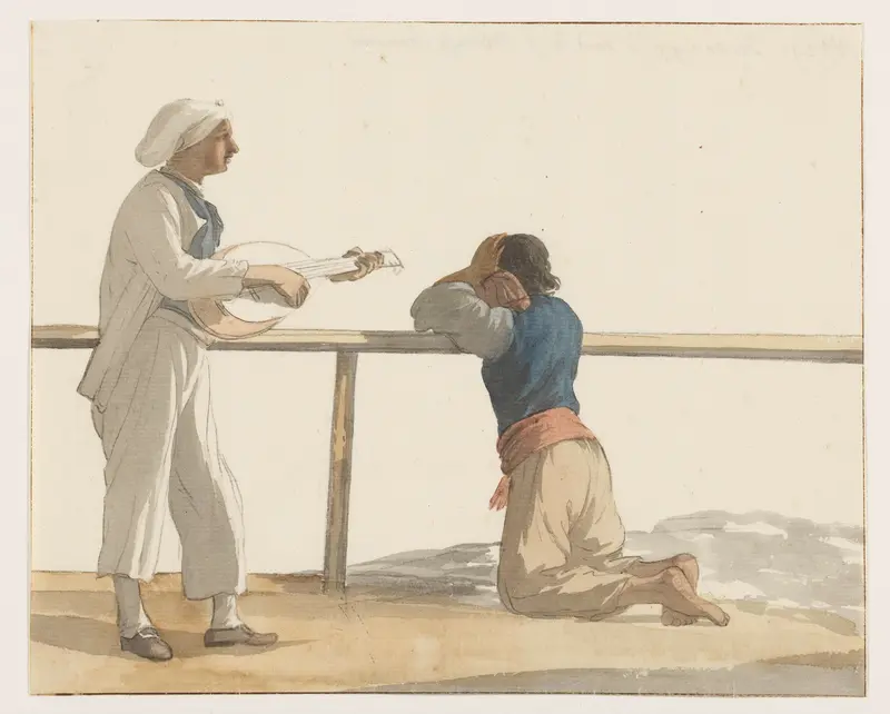 Personen aan boord van het schip l'Heureuse Marianne Wall Art by Louis Ducros - High-Resolution Digital Print