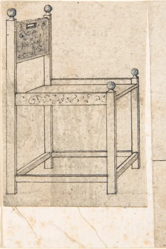 Perspectival Drawing of an Armchair Wall Art by Peter Flötner - High-Resolution Digital Print
