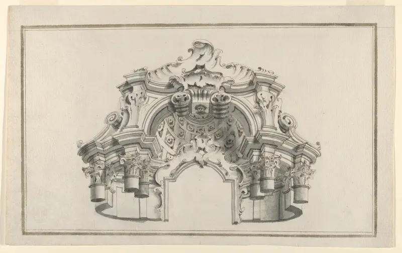 Perspectival View of the Top Half of an Altar or Portal Wall Art by Anonymous, German, 18th century - High-Resolution Digital Print