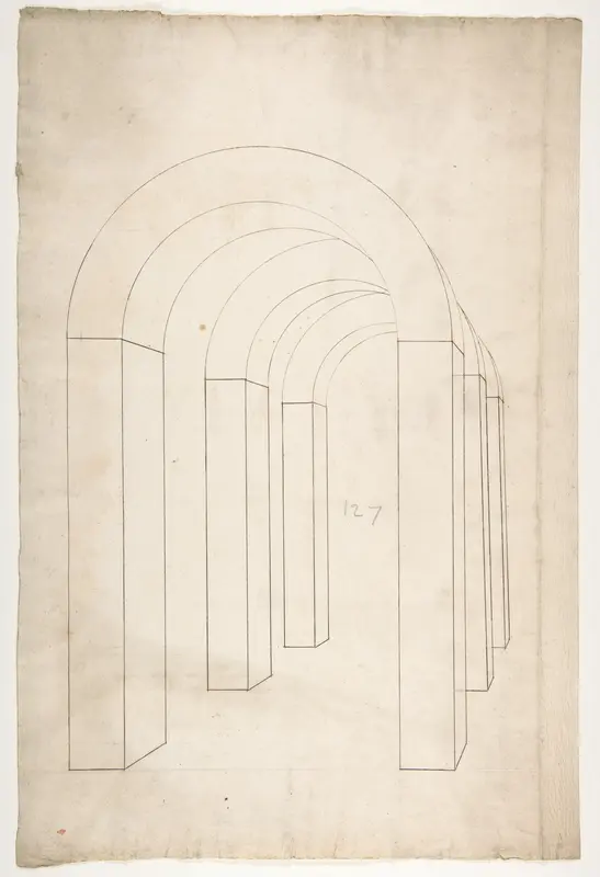 Perspective study of an Arched Colonnade