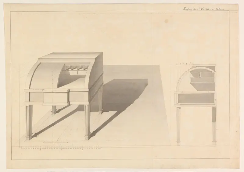 Perspectivische studie van een cilinderbureau Wall Art by Unknown - High-Resolution Digital Print