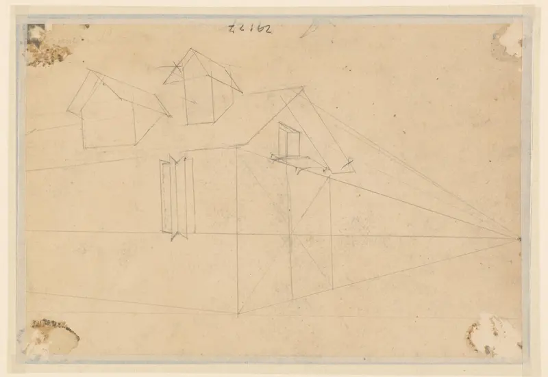 Perspectivische studie van een huis Wall Art by Eugène François de Block - High-Resolution Digital Print