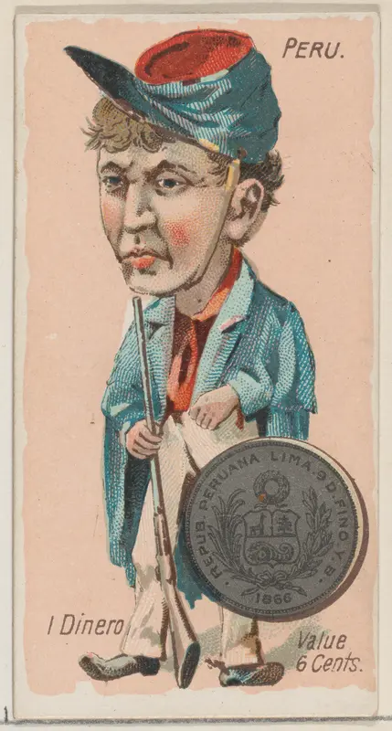Peru, 1 Dinero, from the series Coins of All Nations (N72, variation 2) for Duke brand cigarettes Wall Art by W. Duke, Sons & Co. - High-Resolution Digital Print