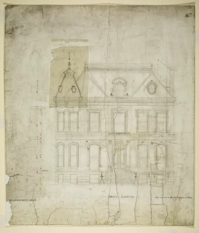 Peter Schuttler II House, Chicago, Illinois, Front Elevation Wall Art by Bauer and Loebnitz - High-Resolution Digital Print
