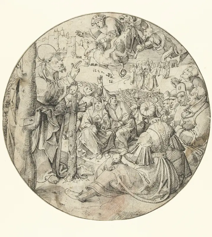 Petrus veroorzaakt de val van Simon de Tovenaar Wall Art by Pieter Cornelisz. genaamd Kunst - High-Resolution Digital Print