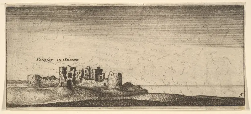 Pevensey Castle, from "English Views" Wall Art by Wenceslaus Hollar - High-Resolution Digital Print