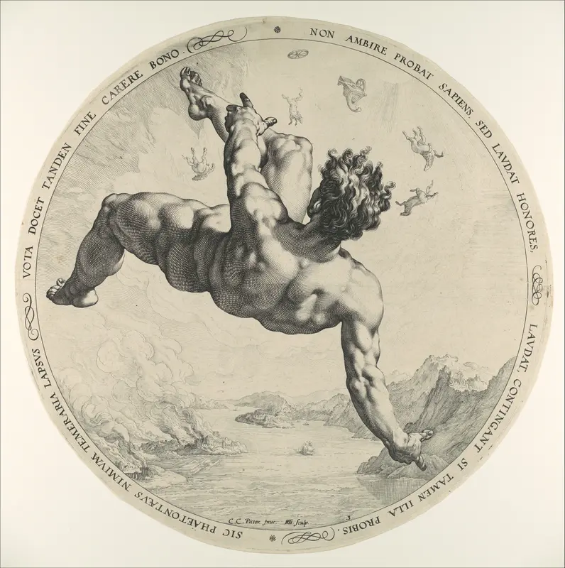 Phaeton, from "The Four Disgracers" Wall Art by Hendrick Goltzius - High-Resolution Digital Print