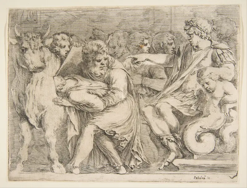 Phalaris Having Perillus Thrown into the Bronze Bull Wall Art by Stefano della Bella - High-Resolution Digital Print