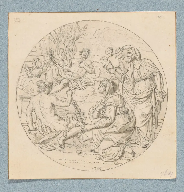 Philemon en Baucis smeken Jupiter om samen te mogen blijven (in doos met 43 tekeningen) Wall Art by Louis Fabritius Dubourg - High-Resolution Digital Print