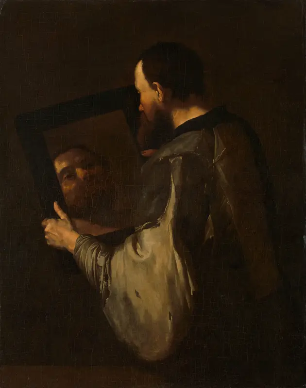 Philosopher with Mirror Wall Art by Unknown - High-Resolution Digital Print