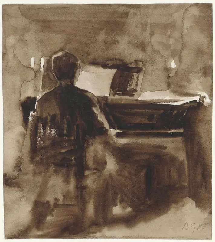 Pianospeler bij kaarslicht Wall Art by Bramine Hubrecht - High-Resolution Digital Print