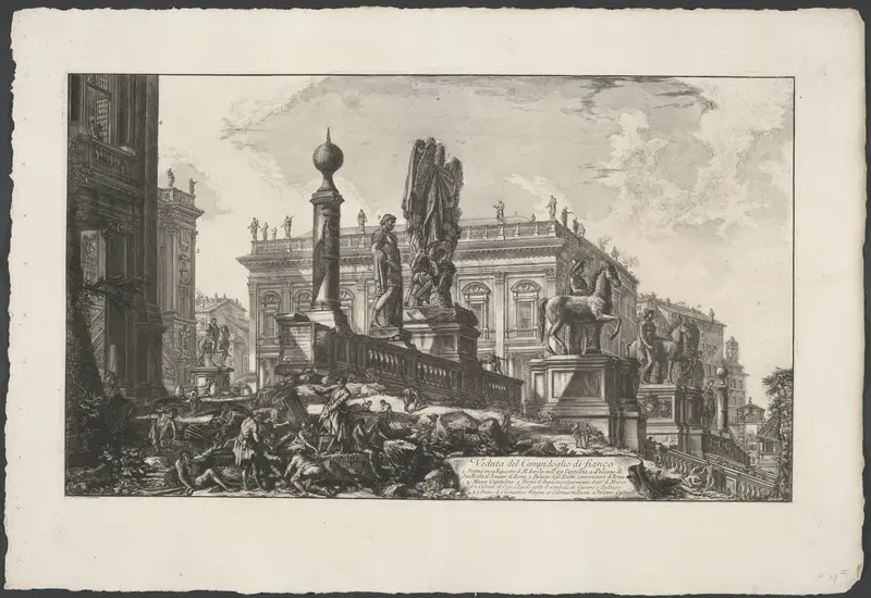 Piazza del Campidoglio van links gezien Wall Art by Unknown - High-Resolution Digital Print
