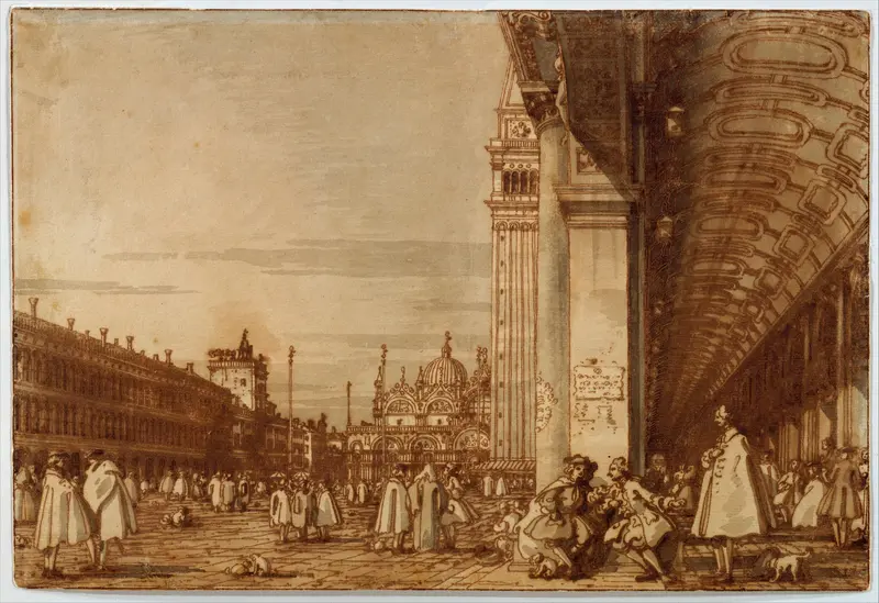 Piazza San Marco from the Southwest Corner, with the Procuratie Nuove on the Right Wall Art by Canaletto (Giovanni Antonio Canal) - High-Resolution Digital Print