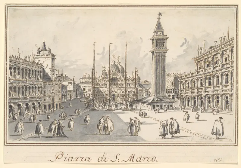 Piazza San Marco, Looking toward the Basilica Wall Art by Giacomo Guardi - High-Resolution Digital Print