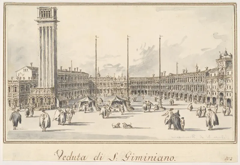 Piazza San Marco, Looking toward the Church of San Gemignano Wall Art by Giacomo Guardi - High-Resolution Digital Print