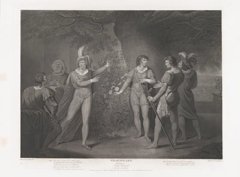 Picking of the Red and White Roses (Shakespeare, King Henry the Sixth, Part 1, Act 2, Scene 4) Wall Art by John Ogborne - High-Resolution Digital Print