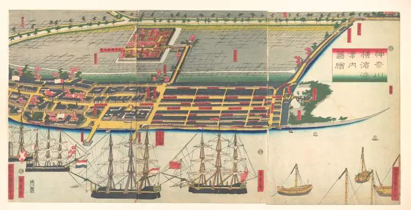 Pictorial Guide to Yokohama Harbor Wall Art by Utagawa (Gountei) Sadahide - High-Resolution Digital Print