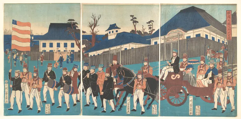 Picture of a Procession of Foreigners at Yokohama Wall Art by Utagawa Yoshikazu - High-Resolution Digital Print