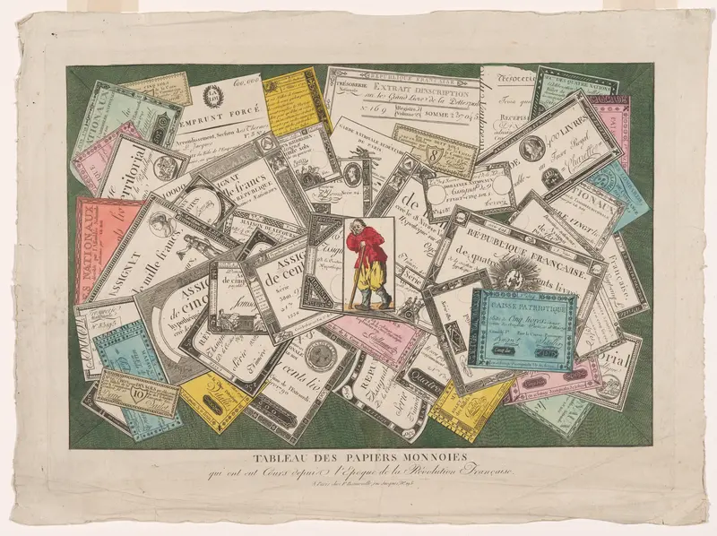 Picture of Revolutionary Assignats (Tableau des papiers monnoies qui ont eut cours depuis l'epoque de la Révolution française) Wall Art by Unknown - High-Resolution Digital Print